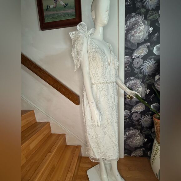 Anthropologie Mac Duggal Natalie V-Neck Beaded Embroidered Sleeveless/ size 14 - Picture 7 of 10